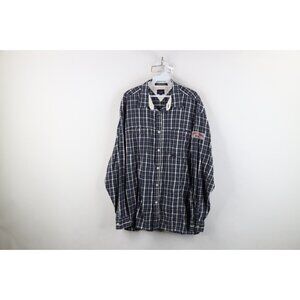 Vintage 90s Tommy Hilfiger Mens XL Faded Spell Out Flannel Collared Button Shirt